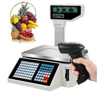 Commercial Price Computing Label Printing Scale with Pole Display and Barcode Scanner for Supermarket Retail