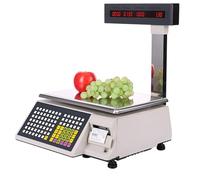Commercial Price Computing Scale with Pole Display, 15kg/30kg Digital Label Printing Weighing Scale, Dual-Sided Screen for Retail & Supermarket 15KG