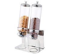 Commercial Quality Stainless Steel and Polycarbonate Cereal Dispenser for Breakfast Buffet Bars with TWO 4 litre container. Stylish, money saving presentation of cereals for Hotels, Guest Houses etc.