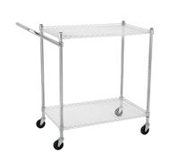 Commercial Quality Utility Cart - 2-Wheel Steel Service Trolley with Rolling Casters - Heavy-Duty Food Storage Cart for Restaurant, Kitchen & Catering - Ergonomic Low Handle Design