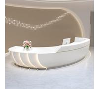 Commercial Reception Desk Arc Design, Hidden LED Lighting, Customizable Logo for Office Beauty Salon Dental Clinic