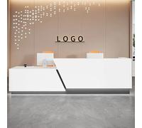 Commercial Reception Desk, Large Fashion Front Desk with Hidden LED Lights & Customizable Logo for Office, Dental Clinics, Fitness Centers