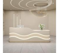Commercial Reception Desk Modern Retail Counter with Keyboard Holder Lockable Drawers Hidden LED Lighting for Office Salon Dental Clinics Fitness Centers