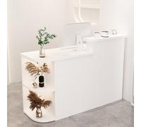 Commercial Reception Desk with Lockable Drawers and Cable Grommet for Office Lobby, Retail Checkout Counter, Salon Cash Register