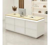 Commercial Reception Desk with Storage, Retail Checkout Counter with Cable Management Hole, Front Desk for Salon, Boutique, Office