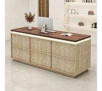 Commercial Reception Desk with Storage, Retail Checkout Counter with Cable Management Hole, Front Desk for Salon, Boutique, Office