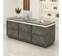 Commercial Reception Desk with Storage, Retail Checkout Counter with Cable Management Hole, Front Desk for Salon, Boutique, Office