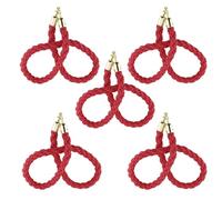 Commercial Red Queue Control Barriers, 2m Stanchion Safety Rope with Stainless Steel Snap Hooks, Ideal for Hotels, Airports, Celebrations - 5pcs Set