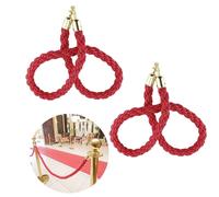 Commercial Red Queue Control Barriers, 3.5m Stanchion Rope with Stainless Steel Hooks, Ideal for Hotels, Airports, Events & Celebrations, 2pcs Set