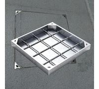 Commercial Reinforced ManHole Cover, Stainless Steel Sewage Covers For Airport Terminal/Residential Complex, Square Septic Tank Lid With Base, Easy To Install(50cm x 50cm x 5cm)