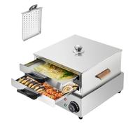 Commercial Rice Noodle Roll Steamer with 3 Stainless Steel Trays, 2 Layers, 60-Minute Timer, Removable Lid for Cheung Fun and Bun Warming