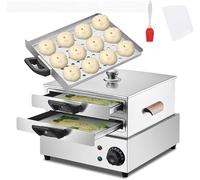 Commercial Rice Noodle Rolls Maker with Timer, 2-Layer Steamer for Kitchen Restaurant Bun Warming