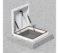 Commercial Roof Access Hatch with Dual Hydraulic Support Emergency Access Lid Manhole/Cellar Export Lid for Rooftop Mtenance 55x55cm (21.7x21.7in) White