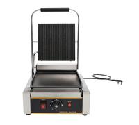 Commercial Sandwich Press Grill, Up Grooved and Down Flat Plates Electric Stainless Steel Sandwich Maker, for Hamburgers Steaks Bacons 31 * 39 * 21cm