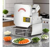 Commercial Scallion Slicer, Spring Onion Chopper, 200w Electric Vegetable Cutter, 700 Rpm Electric Leek Cutting Machine,1.5-35mm Vegetable Cutting Length Thickness Adjustable,With Conveyor Belt A