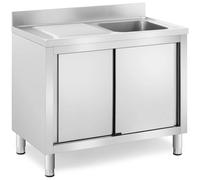 Commercial Sink Unit 1 Basin Royal Catering Stainless Steel 100 x 60 cm - Commercial Sinks by Silver