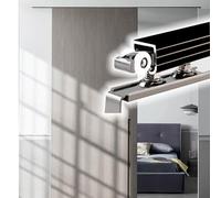 Commercial Sliding Door Kit - Heavy Duty Aluminum Track Rail System with Soft Close 200kg/441lbs Capacity Ideal for Retail Stores & Garages Customizable Black Finish (3.3ft/101cm)