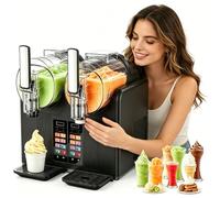 Commercial Slushie Machine - Dual-Tank Frozen Drink Maker with Self-Cleaning Feature, Countertop Slushy Maker for Restaurants, Bars, and Parties (Black)