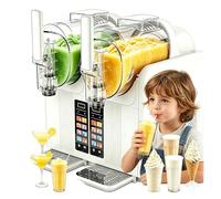 Commercial Slushie Machine - Dual-Tank Frozen Drink Maker with Self-Cleaning Feature, Countertop Slushy Maker for Restaurants, Bars, and Parties (White)