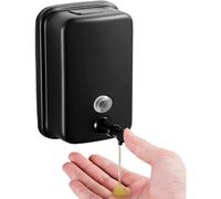 Commercial Soap Dispenser Wall Mount Stainless Steel Manual Pump Liquid Rust-Proof Leak Free for Bathroom Restaurant 500ml/17oz (Black)