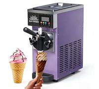 Commercial Soft Serve Ice Cream Machine - 4-5KG/h Output, 450W/, LED Display, Ice Cream Maker, Countertop Compressor Dispensers for Restaurants & Cream Shops(Purple)