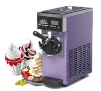 Commercial Soft Serve Ice Cream Machine - 4-8KG/h Output, 450W/750W, LED Display, Ice Cream Maker, Countertop Compressor Dispensers for Restaurants & Cream Shops,Purple-750W