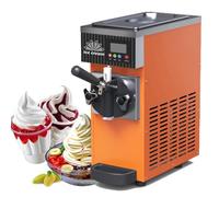Commercial Soft Serve Ice Cream Machine - 4-8KG/h Output, 450W/750W, LED Display, Ice Cream Maker, Countertop Compressor Dispensers for Restaurants & Cream Shops,Orange-750W