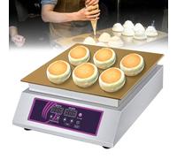 Commercial Souffle Machine, Double-Head Pancake Maker with Temp Control 0-260°, Stainless Steel Cover for Bakery