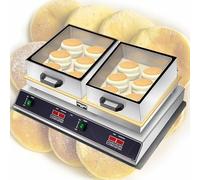 Commercial Souffle Pancake Machine, Electric Nonstick Pancake Maker, Stainless Steel with Glass Flip Cover, Dutch Pancake Baker