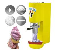 Commercial Spaghetti Ice Cream Machine 80W, Professional Gelato Ice Cream Noodle Press Extruder with 4 Molds, 20-30L/H Output, 420ml Capacity Ice Cream Maker, for Dessert Shops, Cafes yellow
