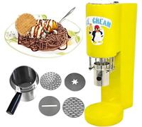 Commercial Spaghetti Ice Cream Maker Ge-lato Machine with 4 Shape Molds, Production Capacity 30 L/H, For Store, Bars, Cafes, Restaurant(Yellow)