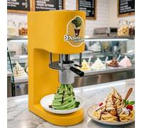 Commercial Spaghetti Ice Cream Press, 0.42l Stainless Steel Container - 30l/H Output - Soft Serve & Gel-ato Machine with 4 Molds, Professional Ice Cream Noodle Extruder(Yellow)