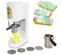 Commercial Spaghetti Ice Cream Press, Gelato Machine with 4 Shape Molds, Ice Cream Noodle Maker,for home entertaining, commercial dessert innovation(White)