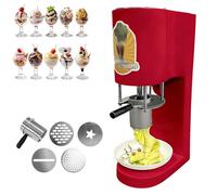 Commercial Spaghetti Ice Cream Press Machine, 4 Shape Molds for Noodle Forming, Ice Cream Noodle Extruder with One-Touch Start, 7.9 Gal/Hr, Stainless Steel for Ice Cream Shops(Red)