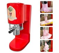 Commercial Spaghetti Ice Cream Press Machine, Soft Serve & Gelato Maker with 4 Shape Molds, Electric Ice Cream Noodle Press for Restaurant Snack Bar Dessert Shop Red