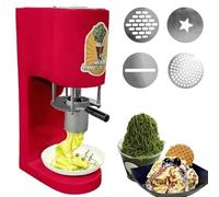 Commercial Spaghetti Ice Cream Press,Soft Serve & Gelato Machine with 4 Moulds, Professional Ice Noodle Extruder(Red)