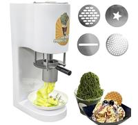 Commercial Spaghetti Ice Cream Press,Soft Serve & Gelato Machine with 4 Moulds, Professional Ice Noodle Extruder(White)