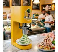 Commercial Spaghetti Ice Cream Press with 4 Interchangeable Molds, Electric Machine, 30l/H Output, Noodle for Ge-lato and Dessert Shops(Yellow)