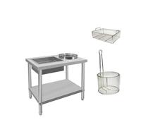 Commercial Stainless Steel Breading Station - Heavy-Duty Kitchen Worktop for Fried Chicken Preparation - Easy-Clean Restaurant Equipment