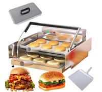 Commercial Stainless Steel Burger Machine, 800W Hamburger Toaster with 0-3 Min Timer & Adjustable Temp 50-300°C, Non-Stick, for Home Kitchen or Restaurant