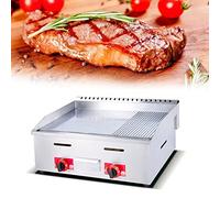 Commercial Stainless Steel Gas Griddle - Heavy Duty Restaurant Outdoor Grill for Burger Large Non-Stick Burners Flat Hot Plate - LPG Baking Plate Cooker for Medium to High Volumes