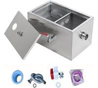 Commercial Stainless Steel Grease Interceptor Trap Removable Baffles Under Sink Grease Trap for Restaurant Factory & Home Kitchen - 1 Hole 35x25x23cm