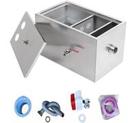 Commercial Stainless Steel Grease Interceptor Trap Under Sink Grease Trap with Removable Baffles Ideal for Restaurant Factory and Home Kitchen 50x29x29cm 2 Holes