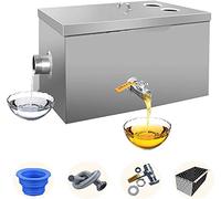 Commercial Stainless Steel Grease Trap Interceptor with Removable Filter Basket - Top Inlet Oil-Water Separator for Restaurant Kitchen Under Sink - Efficient Waste Water Grease Interceptor