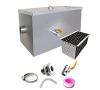 Commercial Stainless Steel Grease Trap - Oil-Water Separator with Removable Filter Basket for Restaurant, Cafe & Home Kitchen - Efficient Waste Management (35x25x25cm)