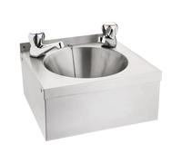 Commercial Stainless Steel Hand Wash Sink with Taps and Waste, Wall-Mounted, for Catering Kitchen
