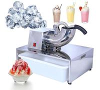 Commercial Stainless Steel Ice Crusher Snow Cone Machine, Electric Shaved Ice 220 lbs/hr with Acrylic Box for Bar Home