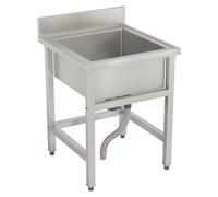 Commercial Stainless Steel Kitchen Sink with Drain & Storage Shelf - Free Standing Catering Sink for Outdoor Use 50x40x80cm (No Tap)