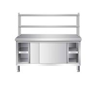 Commercial Stainless Steel Prep Table with Overshelves & Sliding Doors, Multifunctional Work Table for Kitchen, Restaurant, Home, Hotel - 47.2"x23.6"x31.5"