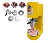 Commercial Stainless Steel Spaghetti Ice Cream Maker, Electric Noodle Ice Cream Press Machine with 4 Molds, 7.9 Gal/Hr Output, 6-8s/ cup for Shops, Bars, Restaurants, Dessert Maker(Yellow)